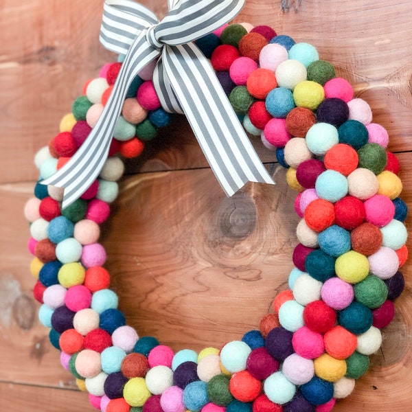 Felt Ball Wreath Etsy
