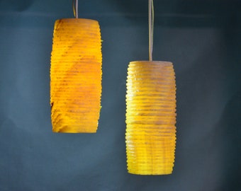 Mexican Yellow Onyx Marble Ceiling Lights with Ribbed Surface