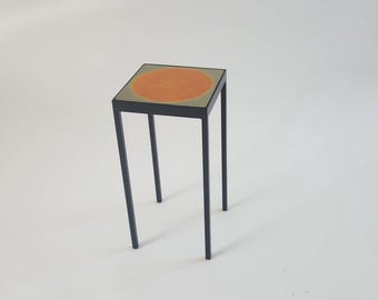 Gueridon Baby Side Table with a Red Dot Ceramic Tile by Roger Capron