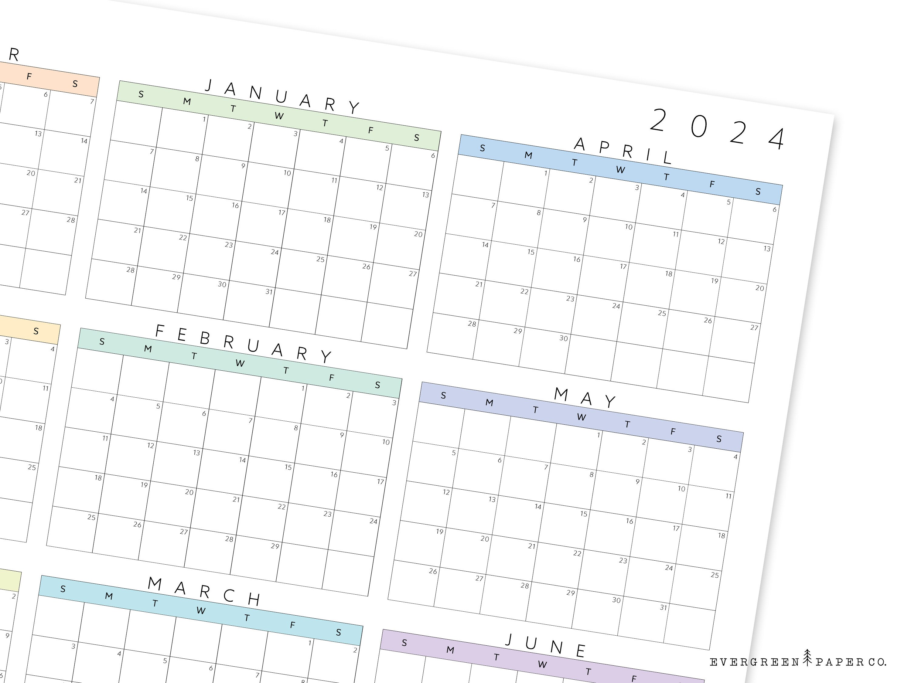 PRINTABLE 20232024 Year at a Glance Wall Calendar Poster Etsy Canada