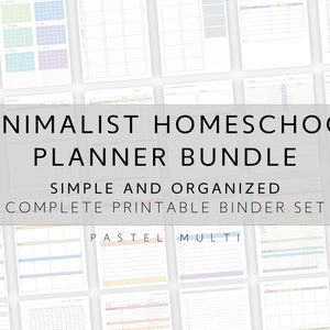 Afdrukbare bundel met thuisschoolplanner, minimalistische invoegpagina's voor thuisschoolmap - meerdere