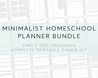 Printable Homeschool Planner Bundle - Modern and Minimalist Homeschool Binder PDF - Weekly and Monthly Homeschool Tracker