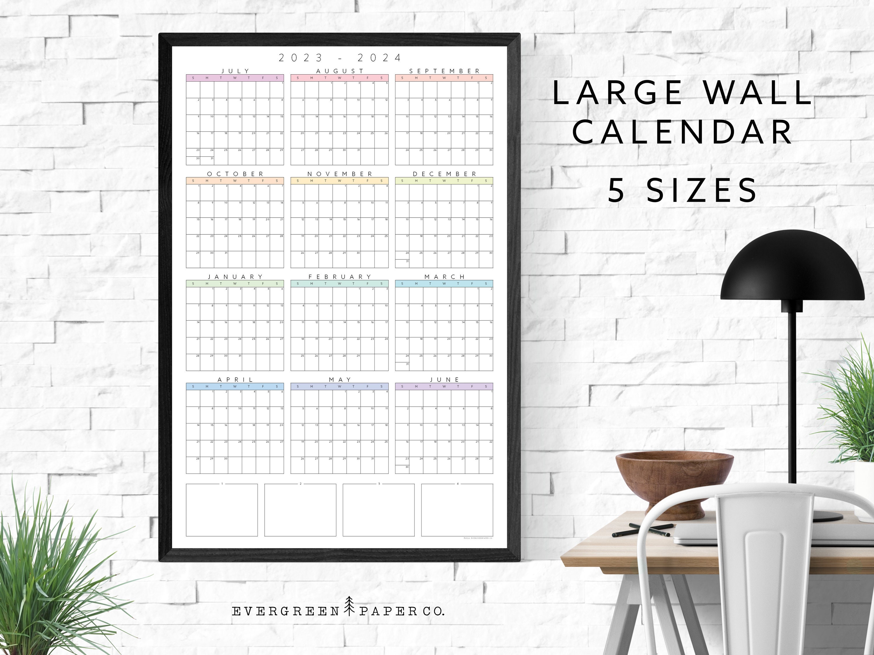 20232024 Academic Year Wall Calendar Poster Yearly and Monthly Planner