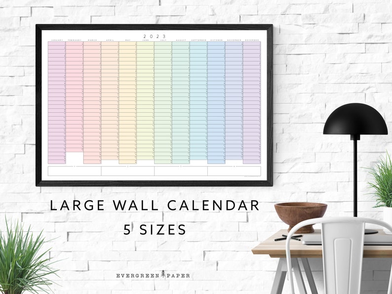 Large 2023 Wall Calendar Poster Yearly and Monthly Planner Etsy Australia