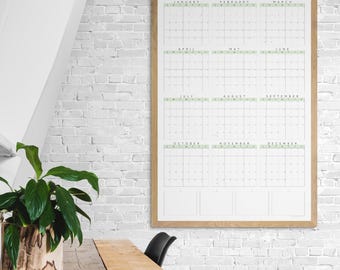2025 Large Wall Calendar Poster | Yearly and Monthly Planner | Modern and Minimalist One Page Calendar | Light Mint Green