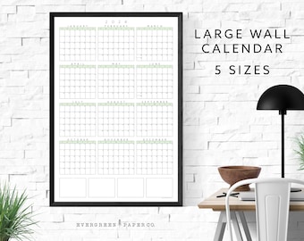 2024 Large Wall Calendar Poster | Yearly and Monthly Planner | Modern and Minimalist One Page Calendar | Office or Classroom Calendar