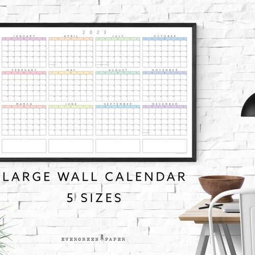Large 2023 Wall Calendar Poster Yearly and Monthly Planner Etsy