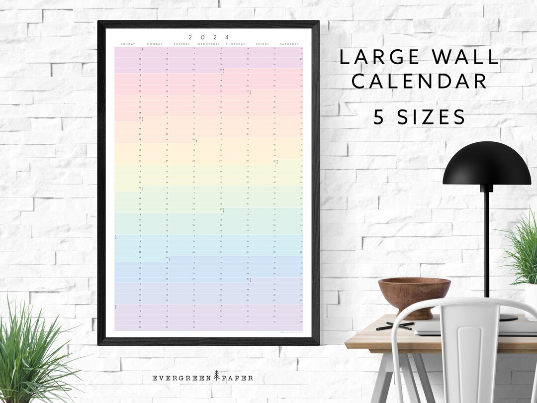 2024 Large Wall Calendar Poster Yearly and Monthly Planner Modern and ...
