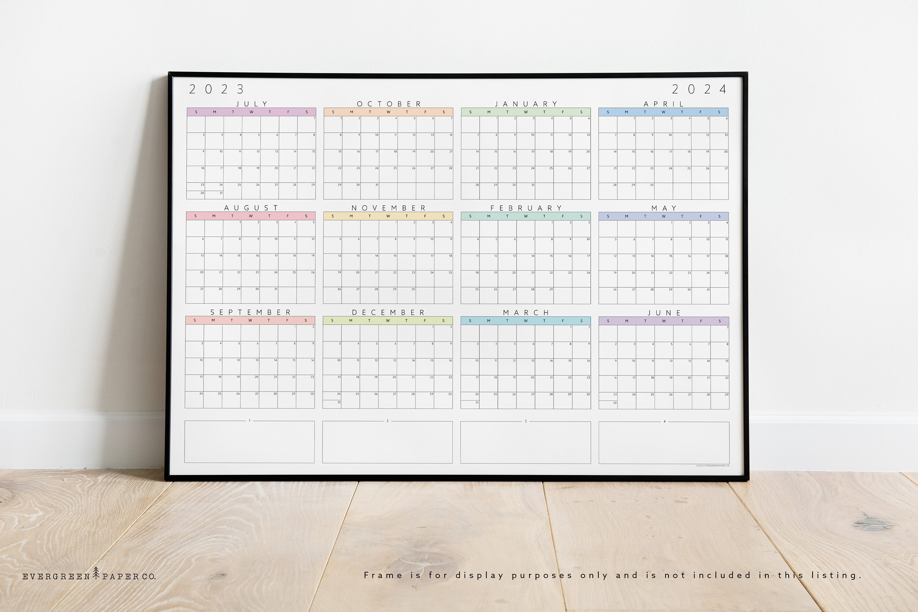 PRINTABLE 20232024 Year at a Glance Wall Calendar Poster Etsy Norway