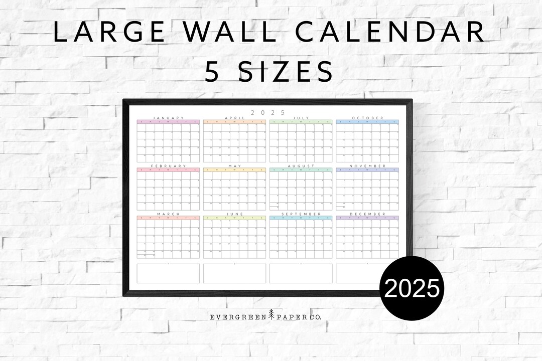 2025 Large Wall Calendar Poster Yearly and Monthly Planner Modern and Minimalist One Page
