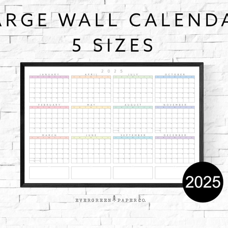 Extra Large 2025 Wall Calendar Etsy