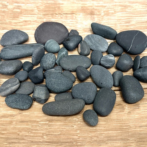 Handpicked black stones from the shores of Lake Michigan.