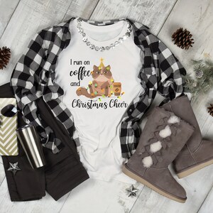 Funny Sarcastic Christmas Cat Shirt For Cat and Coffee Lovers, Funny Cat Owner Tee, Cat Themed Holiday Gifts
