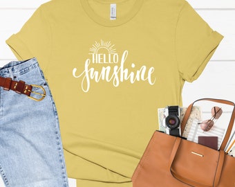 Hello Sunshine Shirt, Sunshine Graphic Tee, Positive Vibes Shirt, Holiday Gift Ideas