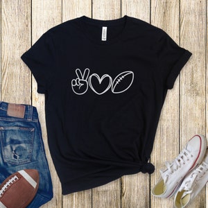 Fall Football Gameday Shirt, Peace, Love, Football Graphic Tee, Sports Fan T-Shirt, College Football Season Shirt
