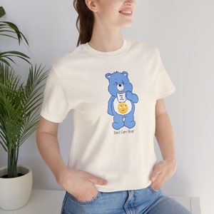 Don&#39;t Care Bear Short Sleeve Tee, Vintage 80&#39;s Shirt, Sarcastic Shirt, Antisocial Tee for Introverts, Attitude Shirt, Birthday Gift Idea