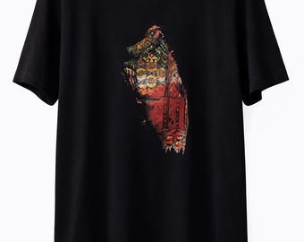 Black Abstract Art-Tshirt, Unisex Graphic Tee, Ethnic Modern Design, Minimal Streetwear Shirt