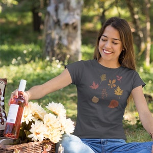 Fall Leaves Cottagecore Short Sleeve Tee, Cottage Core Shirt, Autumn Shirt, Vintage Fall Shirt, Fall Leaf Shirt, Cottagecore tee, Leaf Shirt