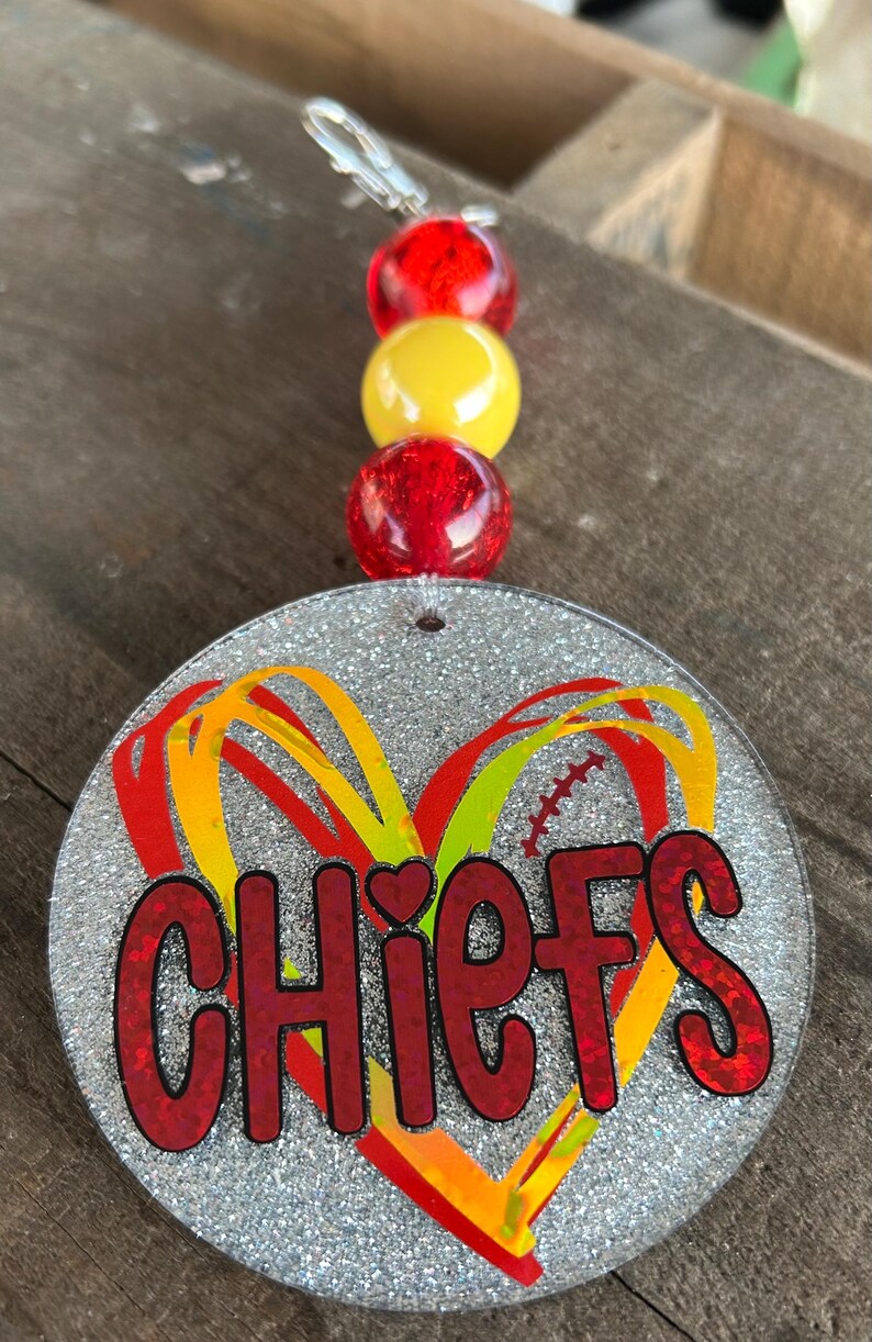 Chiefs Heart Keychain/bag Clip, Football KC Charm, Car Bogg, Sports Fan ...