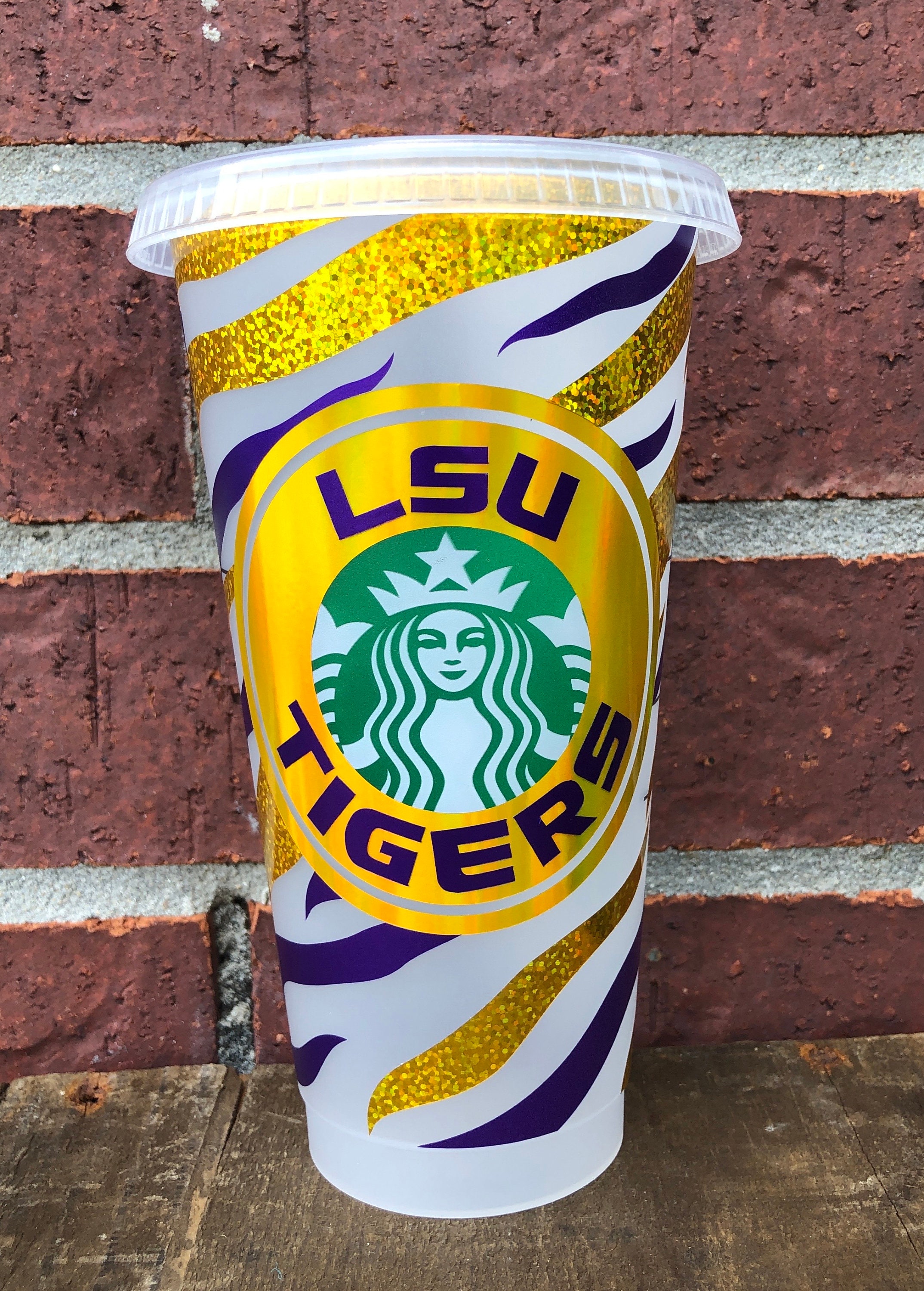 Collegiate Louisiana State University Stanley Style 40oz Tumbler with Screw  on 3 position lid, Handle & Straw/Purple