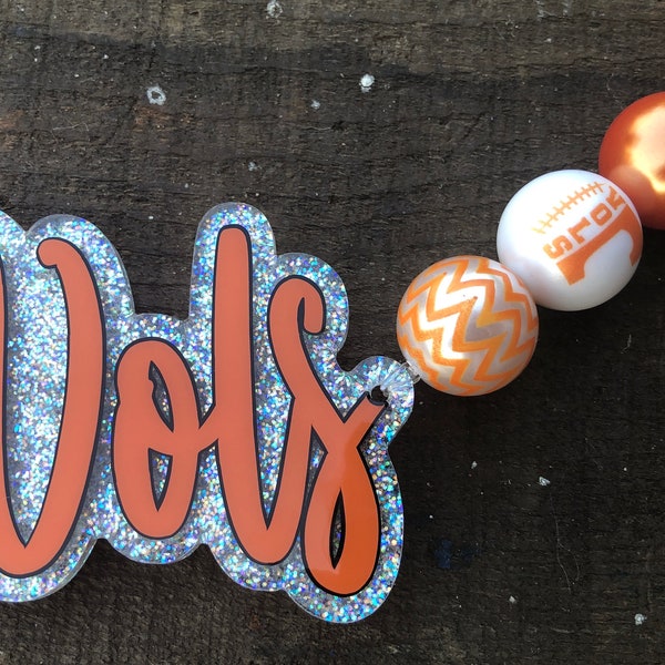 Vols Resin Glitter Keychain, Clip, University, Team Spirit Tennessee