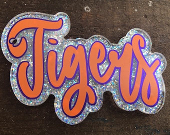 Tigers Resin Glitter Keychain, Clip, University, Team Spirit