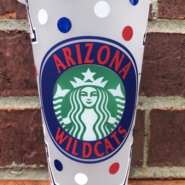 Wildcats Starbucks Reusable Cold Cup, Venti 24oz, Football/Basketball, AZ