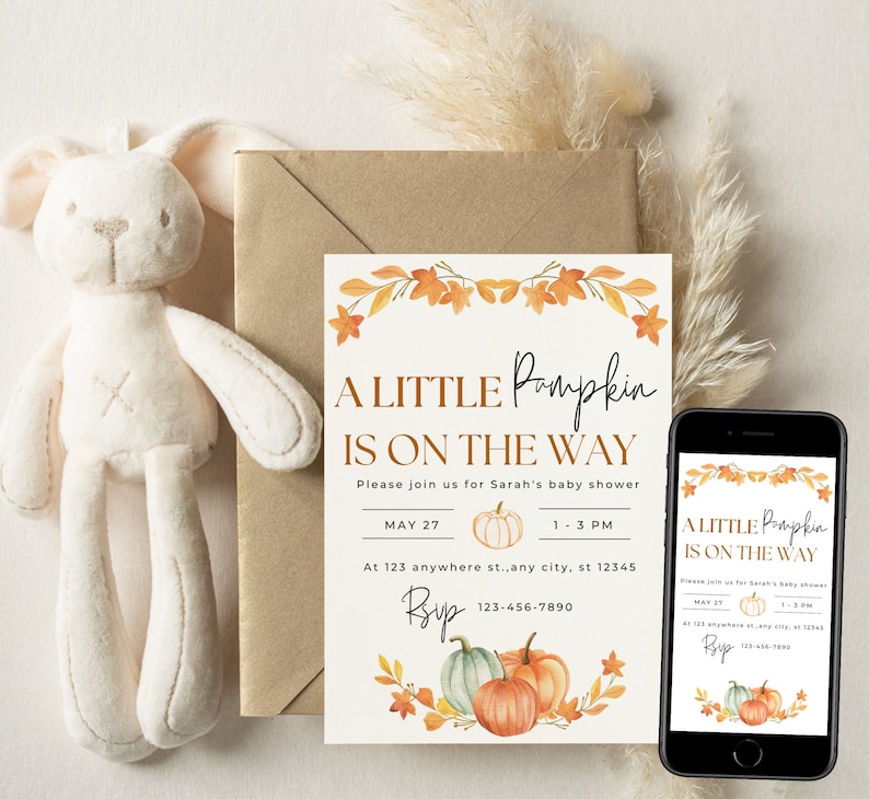 Little Pumpkin Baby Shower Invitation Template Editable Fall Etsy