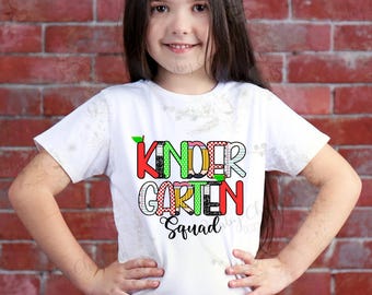 Kindergarten Squad PNG: Back to School Sublimation Design (Digital Download