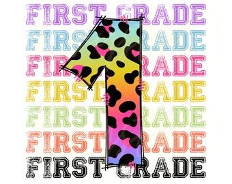 Disegno di leopardo arcobaleno per la prima elementare: ritorno a scuola PNG (download digitale)