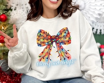 Luci di Natale con fiocco PNG: design per maglietta Coquette (download digitale)