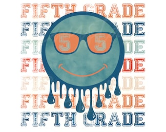 Faccina sorridente retrò che gocciola per la quinta elementare, design PNG (download digitale)