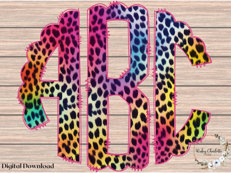Monogram Leopard Rainbow Leopard Print Custom Monogram (digital Download) - Etsy
