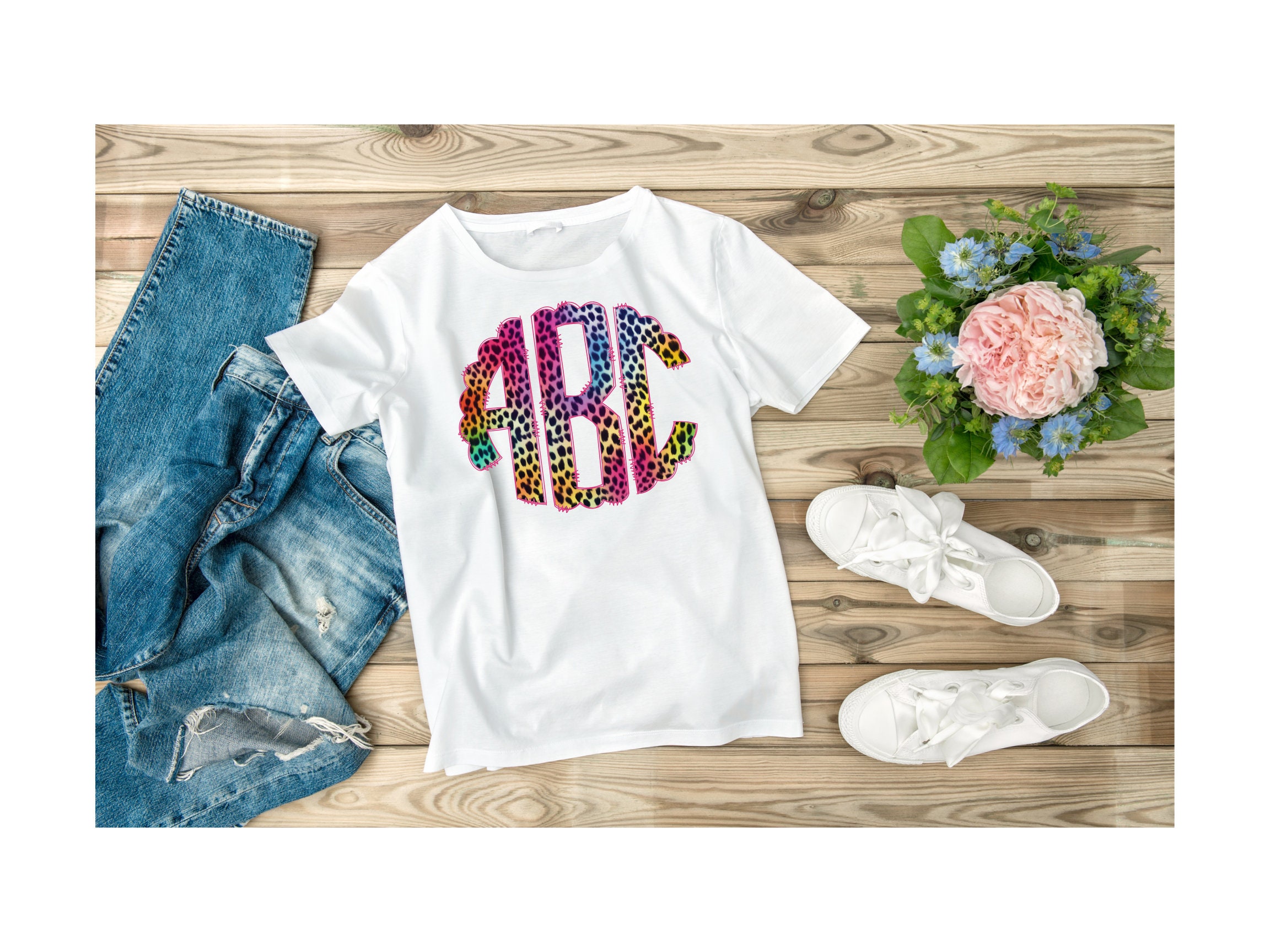 Monogram Leopard Rainbow Leopard Print Custom Monogram (digital Download) - Etsy