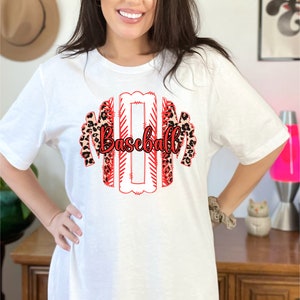 Baseball Mom Leopard Print Digital Design | Baseball Shirt PNG Design | School Spirit Digital Download | Trendy Sports Mom T-shirt Design