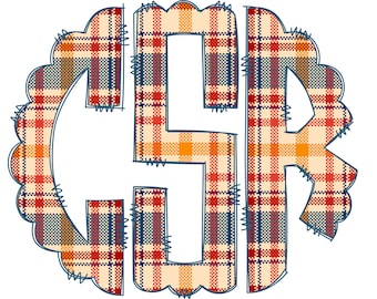 Monograma personalizado PNG de cuadros escoceses de otoño: Cosecha de otoño (descarga digital)