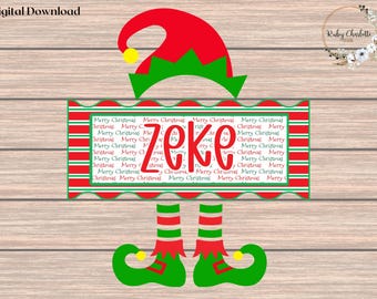 Etichetta personalizzata con nome dell'elfo di Natale: PNG personalizzato (download digitale)