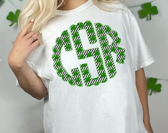 St Patrick's Day Custom Shamrock Monogram: Green Glitter PNG (Digital Download)