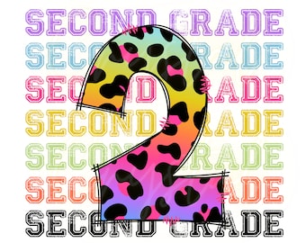 Disegno di leopardo arcobaleno per la seconda elementare: ritorno a scuola PNG (download digitale)
