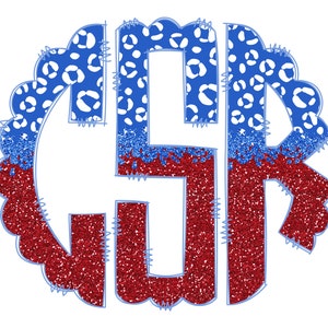 Red, White and Blue Custom Monogram PNG, Patriotic Single Monogram PNG, Custom Monogram Digital Download