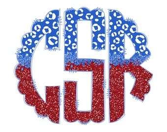 Vaterländisches Monogramm PNG: Rot, Weiß und Blau (Digitaler Download)