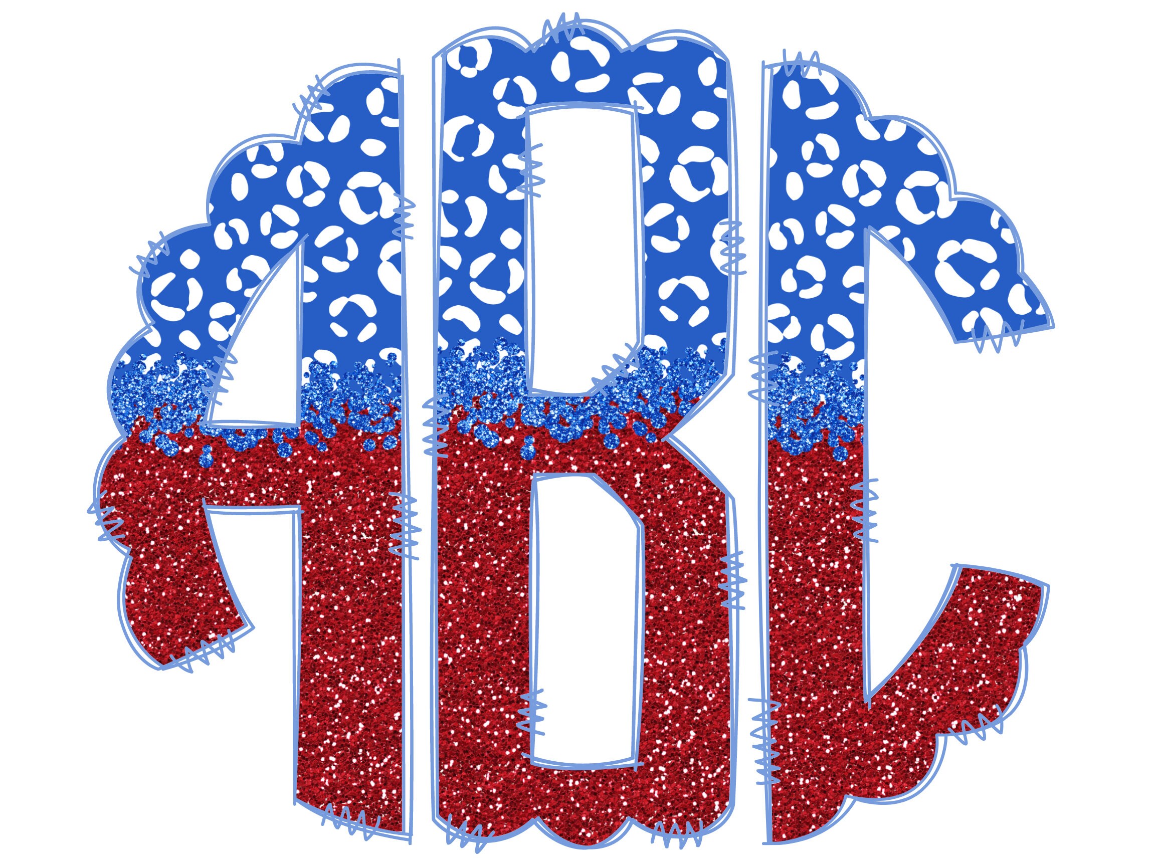 Patriotic Custom Monogram PNG: Red, White, and Blue (digital Download ...