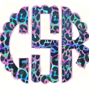 Custom Animal Print Monogram: Colorful PNG (Digital Download)
