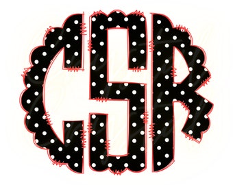 Monogramma personalizzato a pois neri PNG (download digitale)