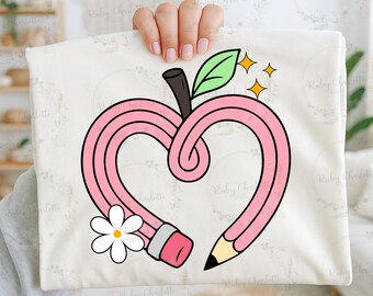 Design PNG di un fiocco rosa a forma di matita Apple: Sublimazione per il ritorno a scuola