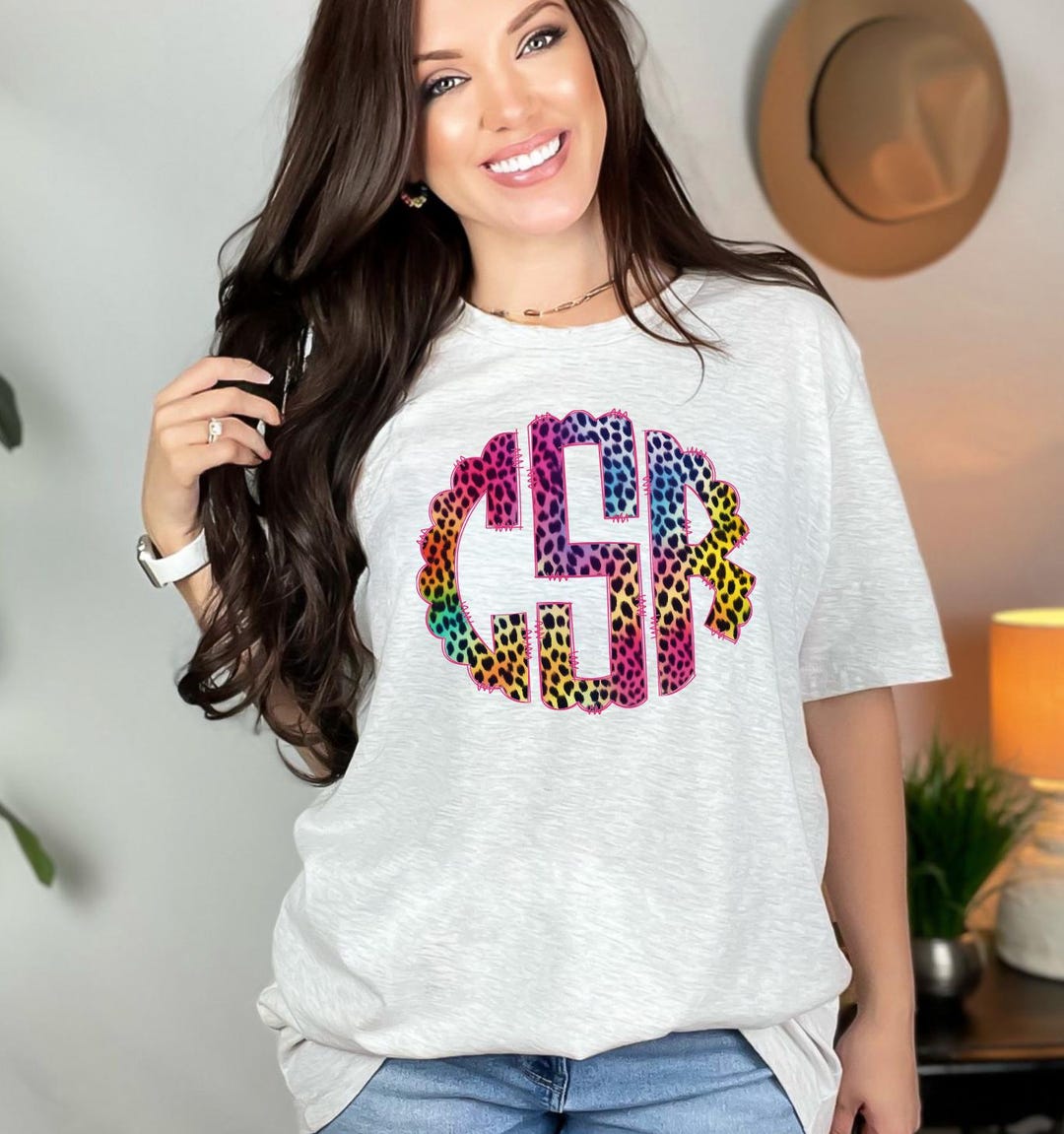 Monogram Leopard Rainbow Leopard Print Custom Monogram (digital Download) - Etsy