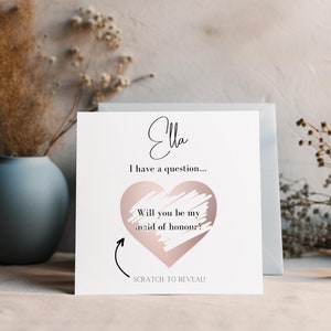 à gratter personnalisée demoiselle d'honneur | Carte surprise | de voeux | Fille Petit-enfant Nièce Petite amie