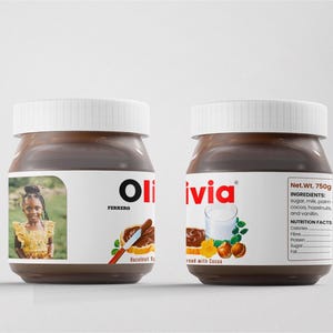 Custom Nutella Chocolate Spread Jar Labels, Chocolate Spread Labels, Personalised Chocolate Spread Stickers, Personalised Nutella Sticker