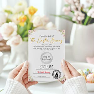 Lapin de Pâques personnalisé à gratter, bon de Pâques, cadeau des fêtes, cadeau lapin de Pâques, lettre du lapin de Pâques