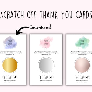 10 Customer Thank You Scratch Off Cards | Scratch And Win | Business Thank You Cards | Small Business Favours | Scratch Off Game Card